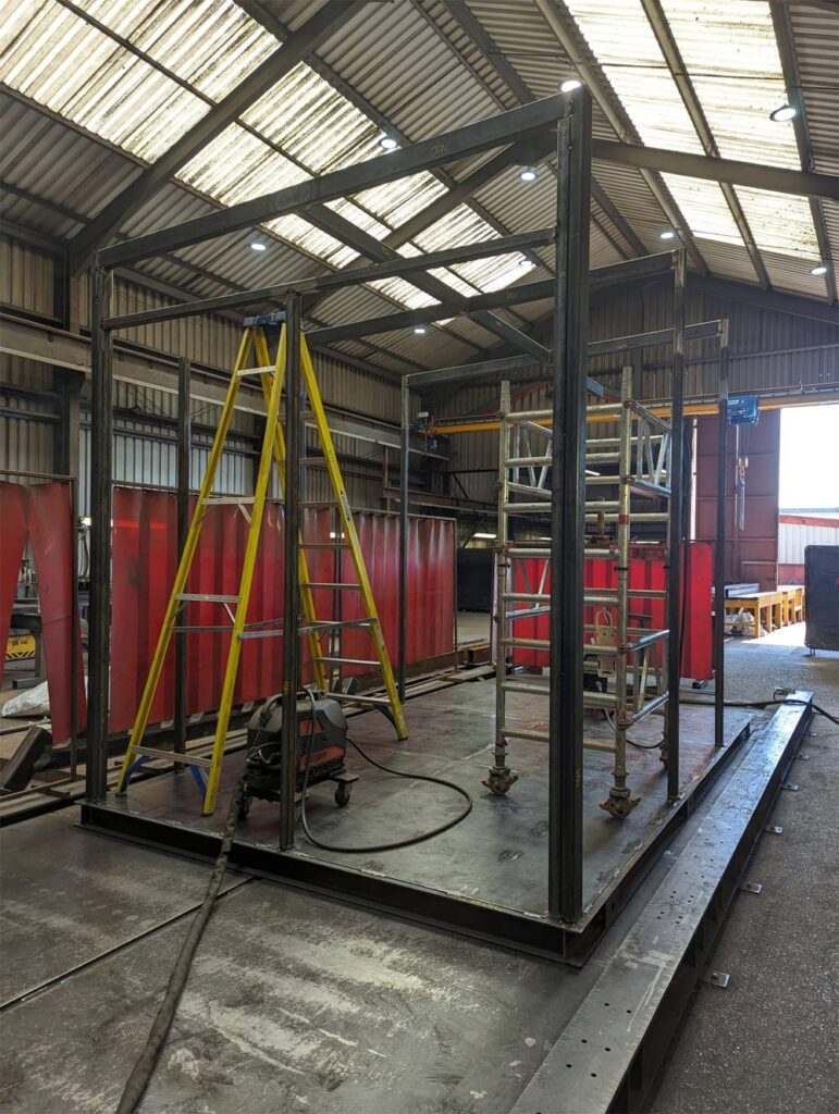 modular steel pod build in progress in buildingsteelsolutions workshop